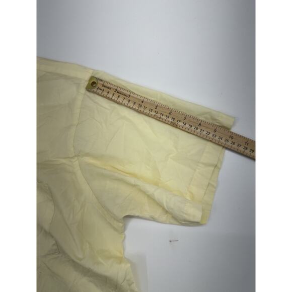 Van Heusen Mens Shirt Size 17 Yellow Poplin Half Sleeve Button Up - Picture 8 of 10